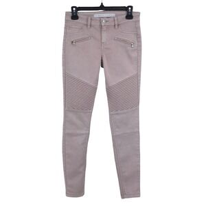 Tinseltown Skinny Moto Mid Rise Stretch Pink Ribbed Knee Jeans Juniors 3